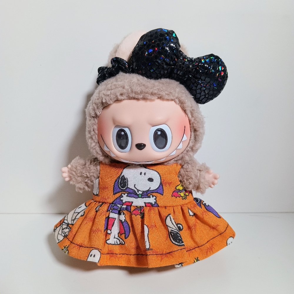 Custom Halloween Peanuts Snoopy and Dress and Metallic Bow to fit Labubu